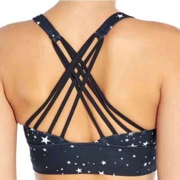 Wildfox Black & White Scattered Star Crisscross Sports Bra - Picture 3 of 8